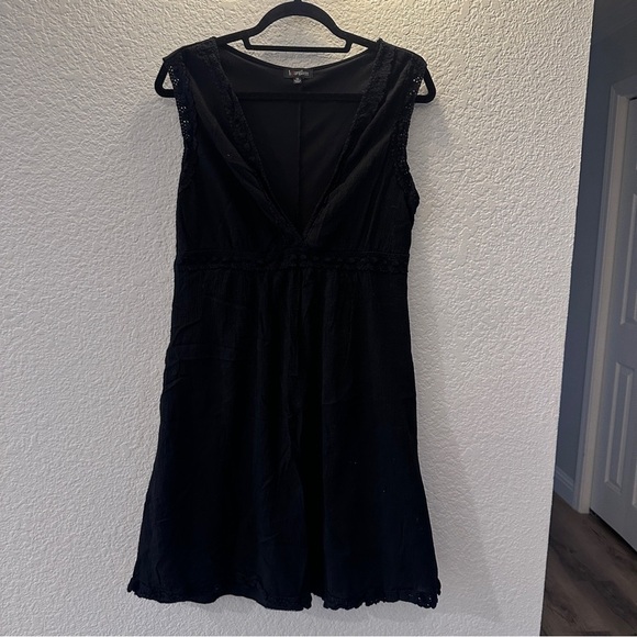 Hourglass Black Boho Maxi Dress Lace Trim Sleeveless Flowy Hem Plus Size 1X - Picture 2 of 12